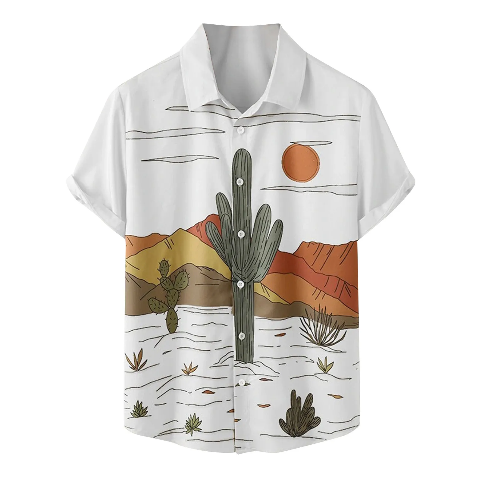 Top Trends: 2023 Summer Hawaiian Shirt Designer Men Cactus Desert Landscape Print Shirts Tropical Plant Short Sleeve Blouse Vintage Camisas Shoppable Styles - Image 3