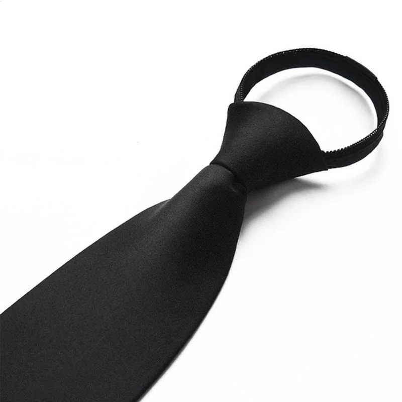 Top Trends: Black Unisex Zipper Ties Retro Silky Narrow Neck Tie Slim Smooth Women Bow Tie Korean Style Simple Elegant All-match Trendy Tie Shoppable Styles