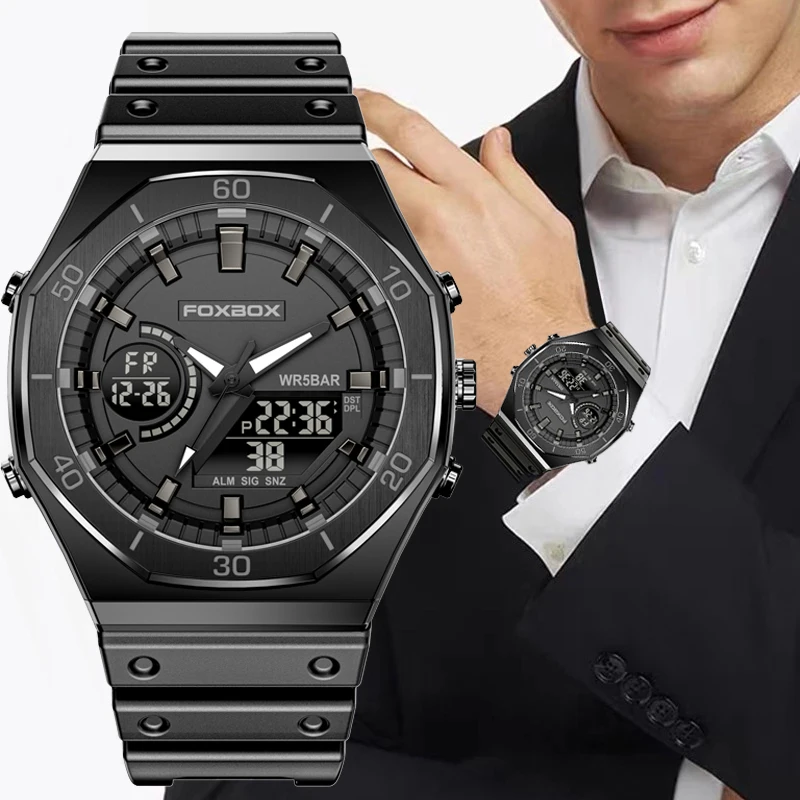 Top Trends: LIGE New Dual Display Watches For Men Casual Sports Chronograph Quartz Big Dial Wrist Watch Silicone Waterproof Digital Clock Shoppable Styles