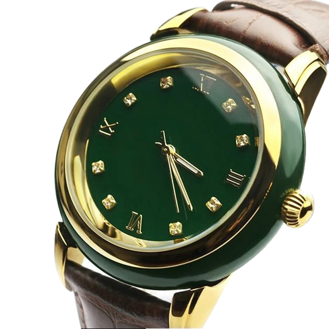 Top Trends: Vintage Green Jade Watch Diamond Inlay Quartz Wristwatch Couple Clock Male Female Luxury Gold 12 Zodiac Carving Dragon Watches Shoppable Styles