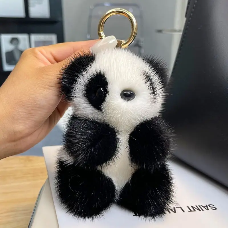 Top Trends: Fashion Fluffty Panda Keychain Cute Plush Doll Keychains For Bag Pendant Kawaii Stuffed Panda Keyrings For Car Keys Accessories Shoppable Styles