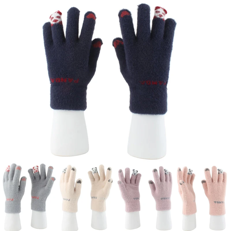 Top Trends: Warm Knitted Winter Gloves For Women Girls Cartoon Panda Cute Gloves Plush Soft Kawaii Touch Screen Gloves Shoppable Styles