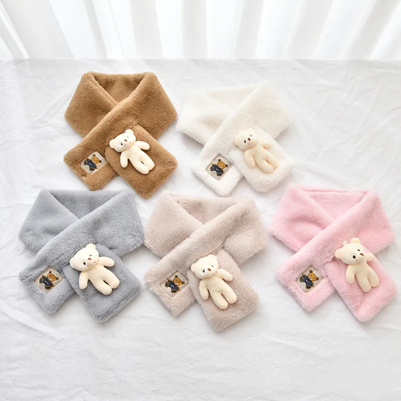 Top Trends: 2022 New Parent-child Winter Cute Cartoon Bear Plush Scarf Warm And Thick Wild Cross Scarf Shoppable Styles