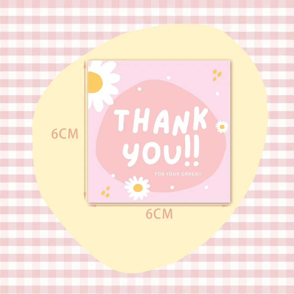 Top Trends: 10 / 50pcs Kawaii Thank You Cards 6x6cm Cartoon Flower Graffiti Card For Small Shop Gift Decoration Card Small Business Purchase Shoppable Styles - Image 3