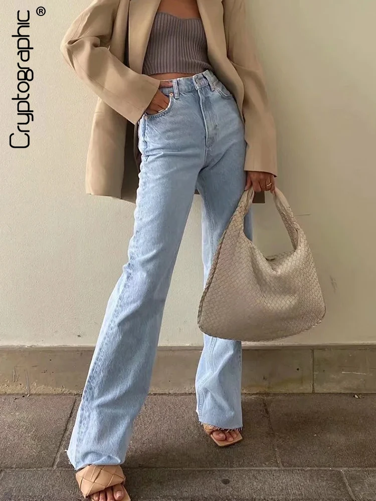 Top Trends: Cryptographic Casual Fashion Straight Leg Women's Jeans Denim Bottom Harajuku Boyfriend Long High Waist Baggy Jeans Fall Pants Shoppable Styles