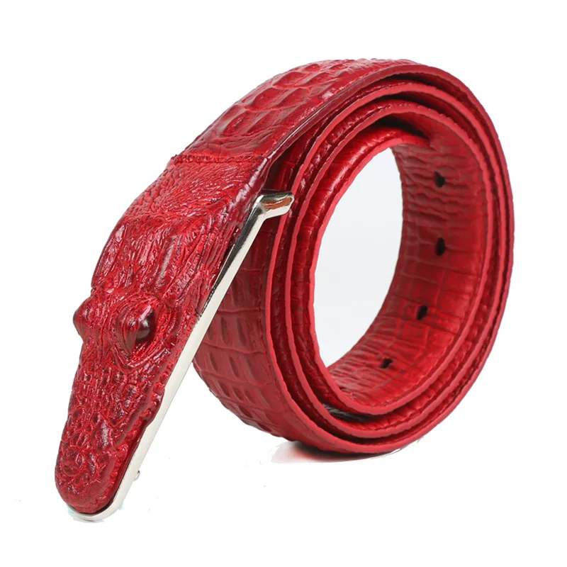 Top Trends: Luxury Leather Designer Men's Belt Crocodile Skin Belt Genuine Leather Alligator Strap Crocodile Head Belt Real Cowhide Shoppable Styles - Image 6