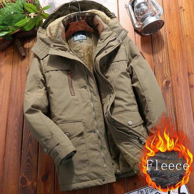 Top Trends: Winter Parka Men Windbreaker Fleece Thick Warm Fur Coats Male Military Hooded Streetwear Overcoats Men's Windproof Jackets 6XL Shoppable Styles