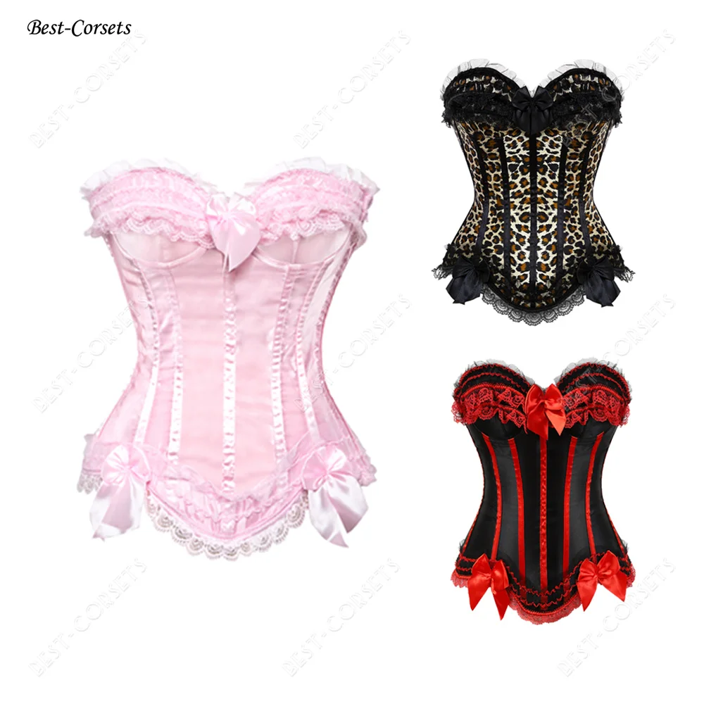 Top Trends: Pink Corsets For Women Sexy Lingerie Leopard Corset Top Plus Size Gothic Lace Floral Corset Bustiers Red White Shoppable Styles