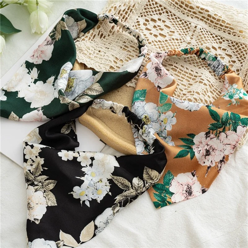 Top Trends: 2022 Summer Vintage Print Flower Beach Bandana Hair Scarf Fashion Elastic Rubber Headbands For Women Girl Hair Accessories Shoppable Styles - Image 3