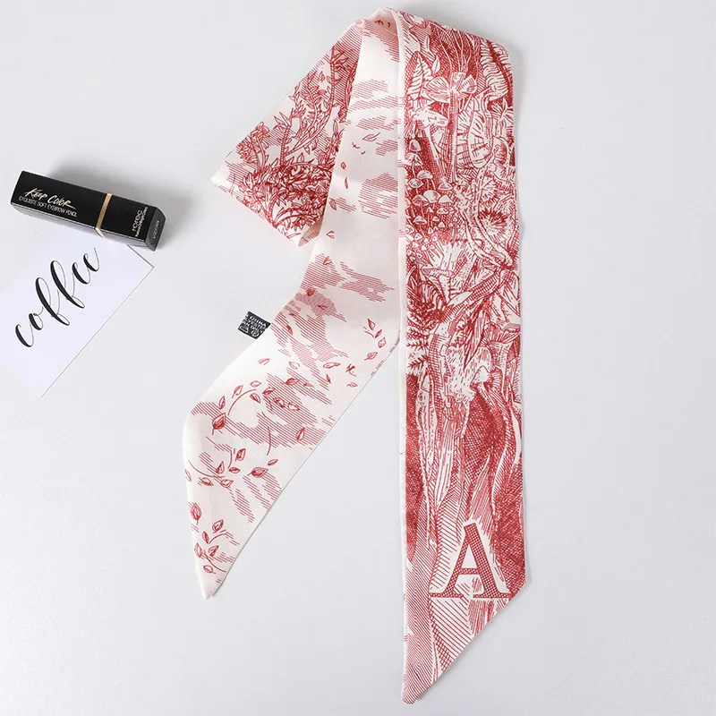 Top Trends: 2021 New Ladies English Letter Printed Small Silk Scarf HandleBag Ribbons Skinny Scarves Women Fashion Luxury Brand Hair Tie Shoppable Styles - Image 5