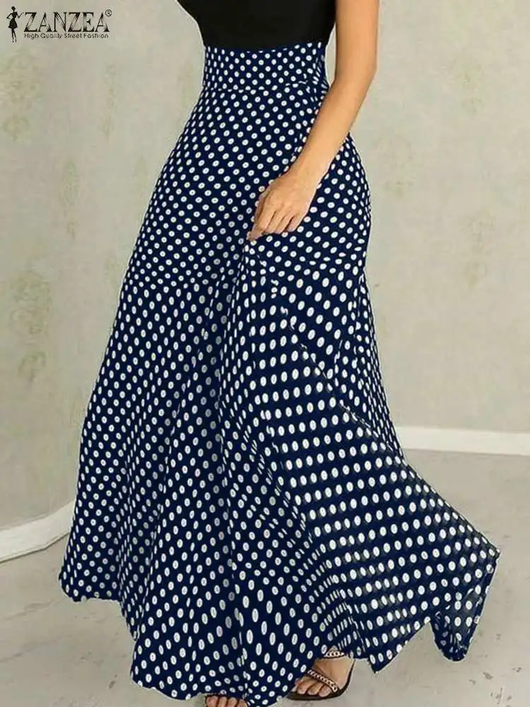 Top Trends: ZANZEA Women Polka Dot A-line Swing Skirt Fashion High Waist Maxi Skirts Casual 2023 Summer Elegant Office Holiday Long Jupes Shoppable Styles