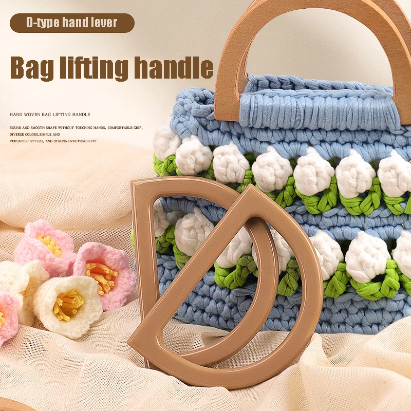 Top Trends: D-shaped Imitation Wooden Handle Resin Ring Bag Handles Replacement Women&#039;s Woven Bag Purse Handle Hand Pull Luggage Accessories Shoppable Styles