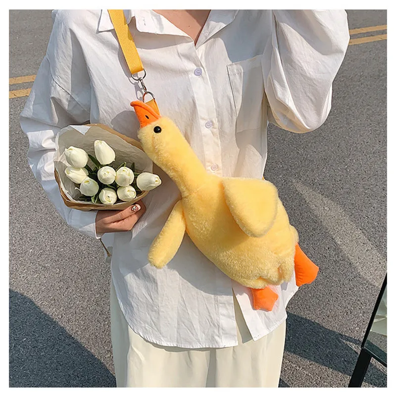 Top Trends: Girl Cartoon Plush Duck Doll Shoulder Bag 2024 New Children Cross-body Bag Women Cute Funny Goose Mobile Phone Bag Shoppable Styles