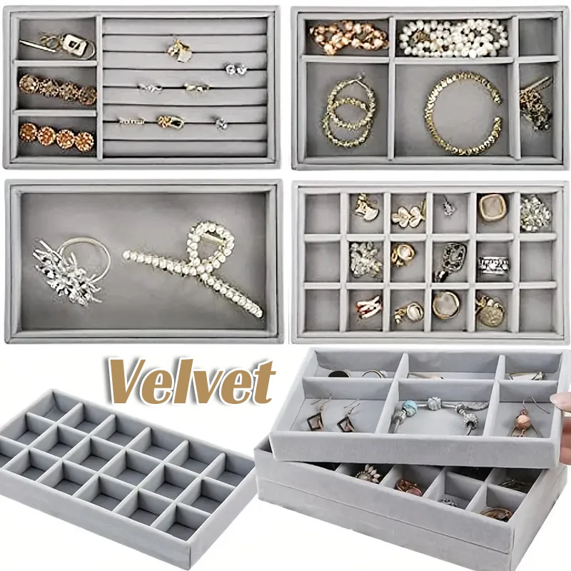 Top Trends: Jewelry Organizer Velvet Jewelry Storage Tray Display Ring Bracelet Necklace Storage Box Showcase Drawer Organizer Trays Shoppable Styles