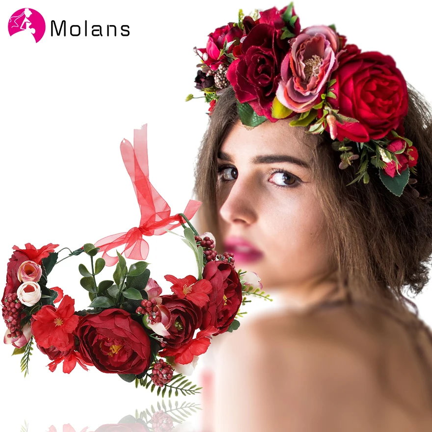 Top Trends: Molans Spring Rose Flower Crowns Romantic Chic Floral Garlands For Bride Wedding Boho Women Stimulated Flower Wreaths Girls Shoppable Styles