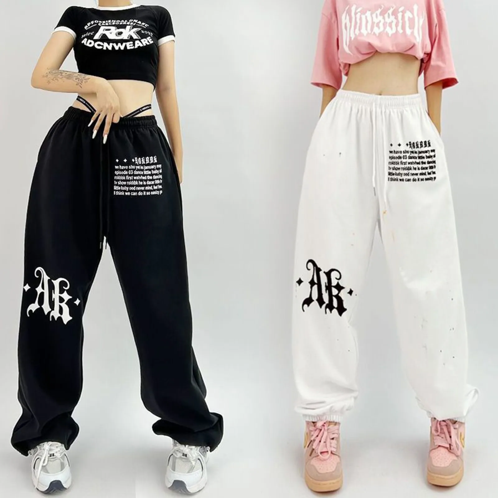 Top Trends: American Vintage Letter Print Sweatpants Women Autumn Baggy Fashion Oversize Jogging Pants Balck Trousers Gothic Joggers Street Shoppable Styles