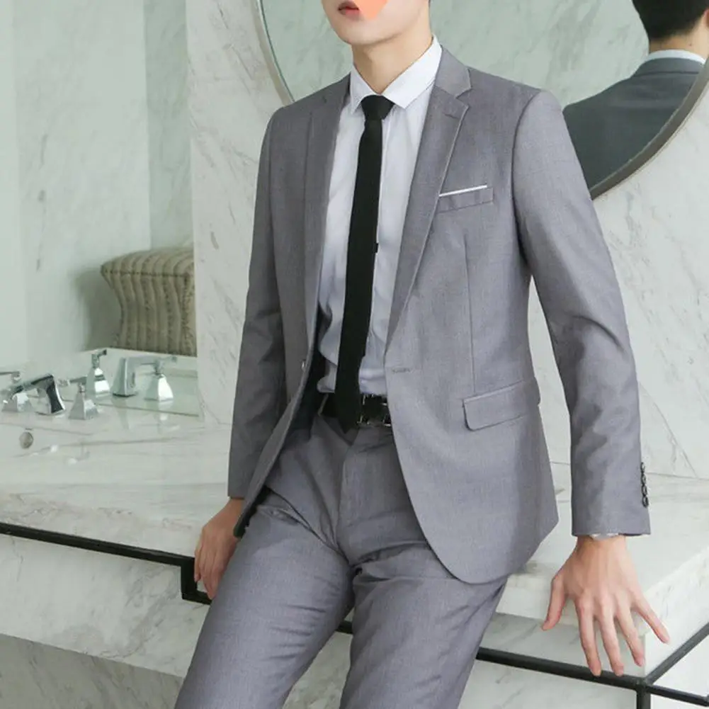 Top Trends: Fashion Men Suit Ankle Length Anti-pilling Business Casual Blazer Pants Two-piece Set Washable Formal Suit For Banquet Shoppable Styles