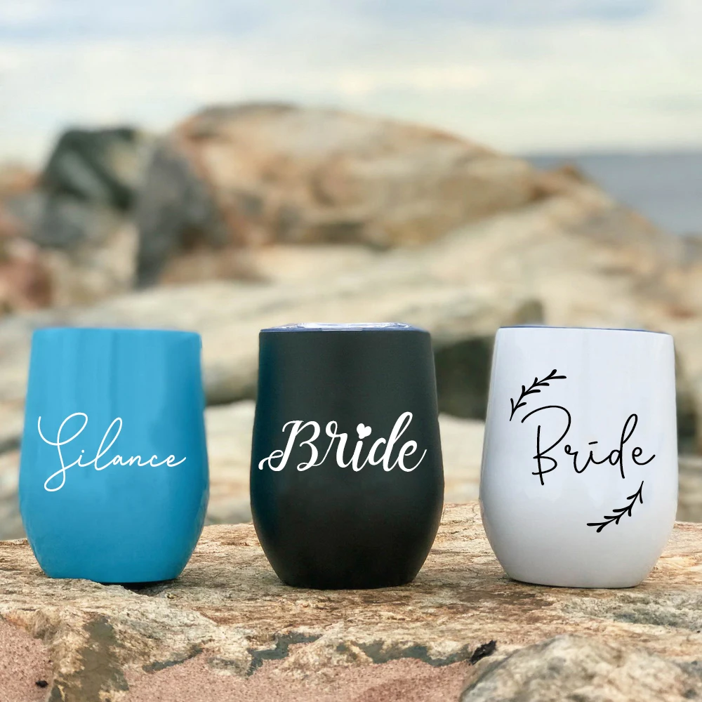 Top Trends: 12oz Personalized Bridesmaid Wine Tumblers Bachelorette Party Wedding Gift Custom Stainless Steel Swig Wine Cup With Seal Lid Shoppable Styles