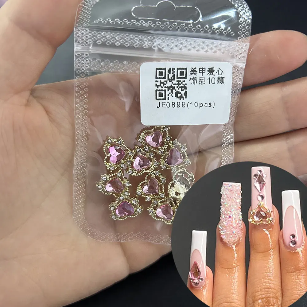 Top Trends: 10pcs Love Heart Nail Art Charms Valentine&#039;s Day Luxury Diamond Shining Crystal Stones Glitter Heart Shape Rhinestones Nail Gems Shoppable Styles