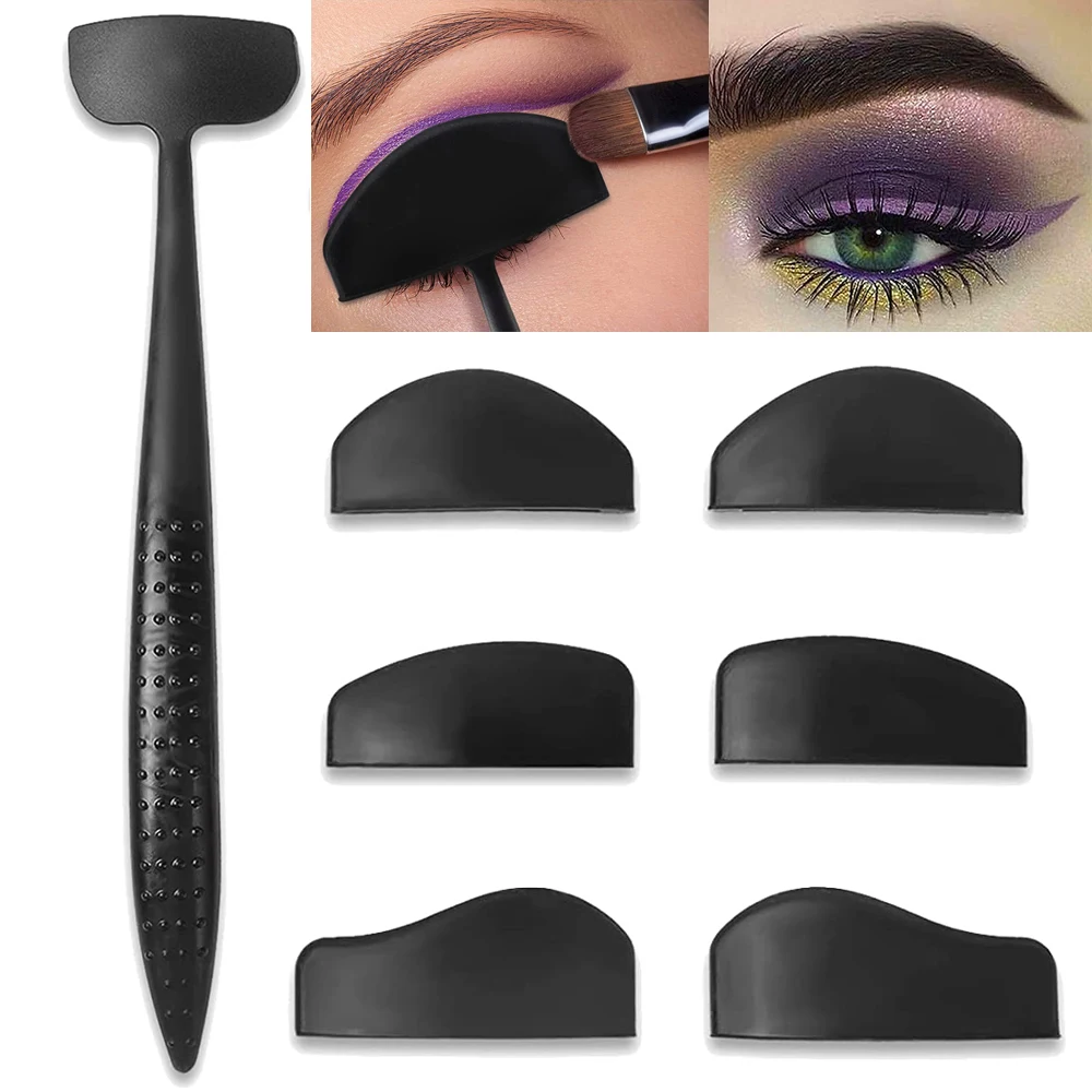 Top Trends: 6 In 1 Crease Line Kit Stencil Eyeliner Template To Delineate Eyes Women Eyeshadow Cut Crease Silicone Eye Makeup Stencils Black Shoppable Styles