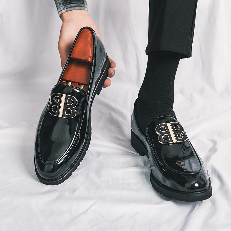 Top Trends: New Black Loafers Men Patent Leather Shoes Breathable Slip-On Solid Casual Shoes Handmade Size 38-45 Shoppable Styles