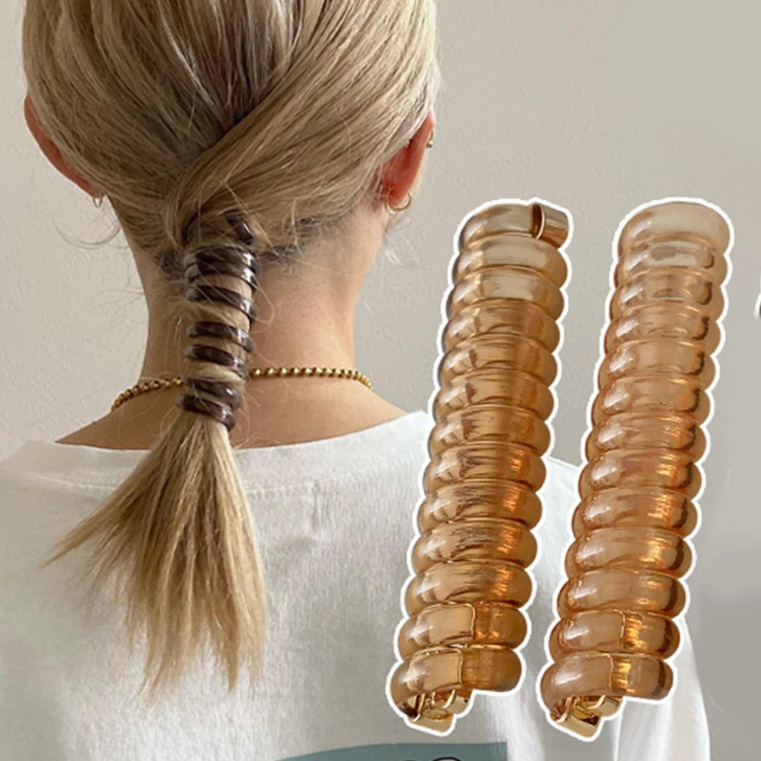 Top Trends: 1Pcs Telephone Wire Hair Ties Women Girls Solid Color Elastic Hair Bands Spiral Coil Rubber Bands Ponytails Hair Accessories Shoppable Styles - Image 2