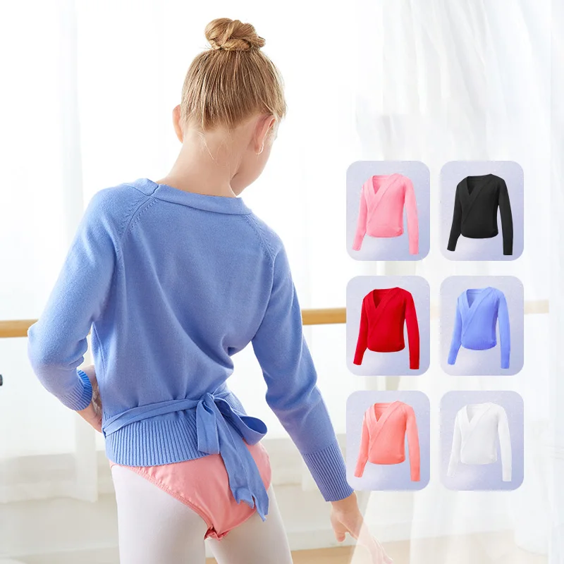 Top Trends: Winter Autumn Warm Child Girls Ballet Wrap Sweater Cardigan Dance Clothes Kids Warm Long Sleeve Waist Belt Sweater Shoppable Styles