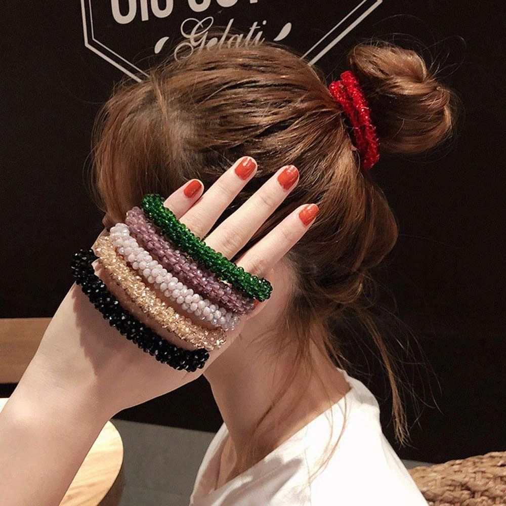 Top Trends: Luxury Crystal Hair Rope Pearl Beads Headband For Women Ponytail Scrunchies Girls Elastic Rubber Bands Hair Accessories Headwear Shoppable Styles