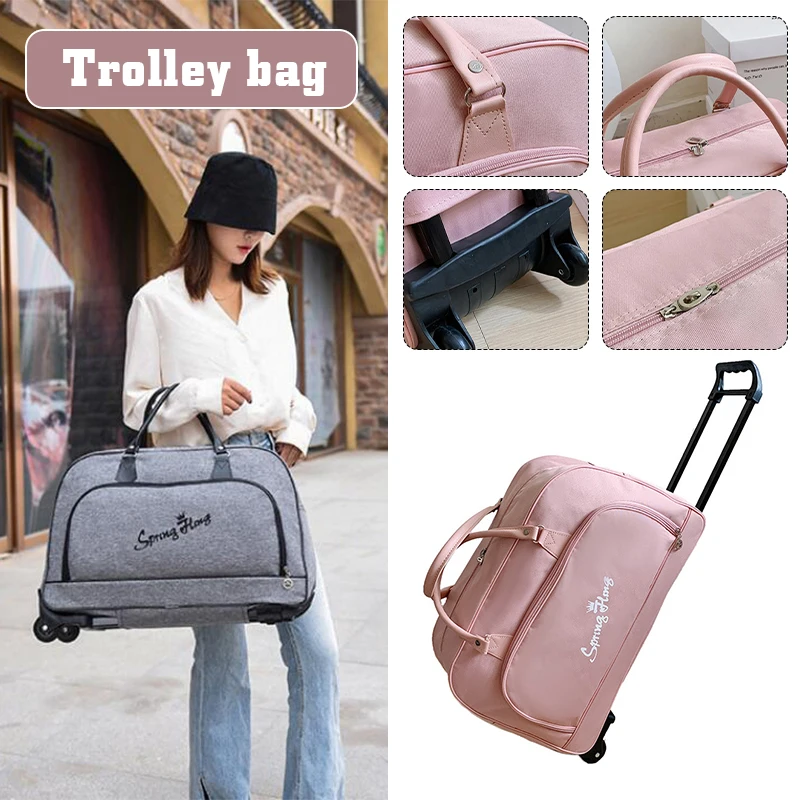 Top Trends: Travel Suitcase Trolley Bag With Wheels Large Capacity Luggage Foldable Duffle Large Capacity Waterproof Portable Bag Shoppable Styles