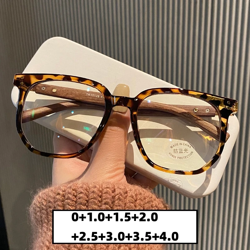 Top Trends: New Retro Reading Glasses For Women Fashion Luxury Blue Light Blocking Presbyopia Transparent Wooden Templets Far Sight Glasses Shoppable Styles