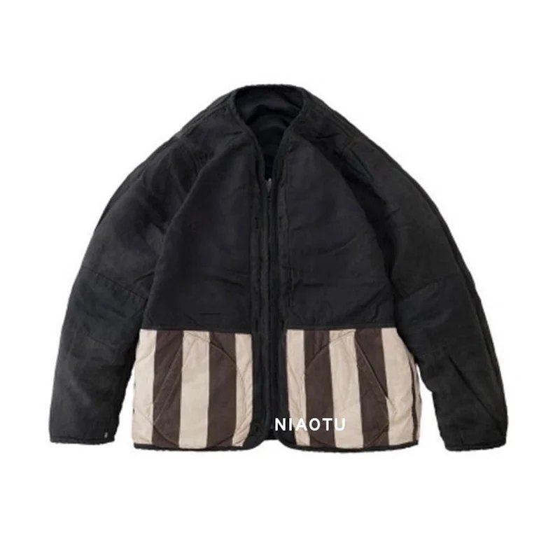 Top Trends: 22aw Vintage Zipper V-neck Stripe Men And Women Jacket Color Matching Casual Loose Breathable Coat Green Black Pink Visvim Dcdt Shoppable Styles - Image 6