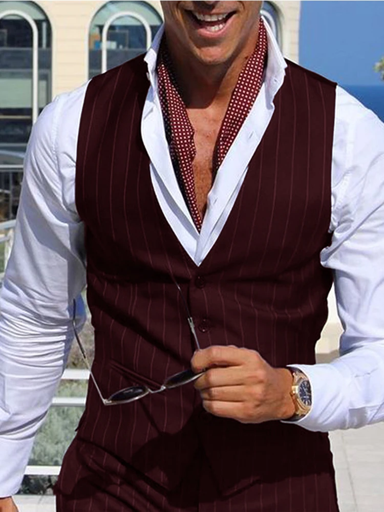 Top Trends: Men's Suit Vest Striped Single Breasted Business Formal Groomsmen Wedding Shoppable Styles