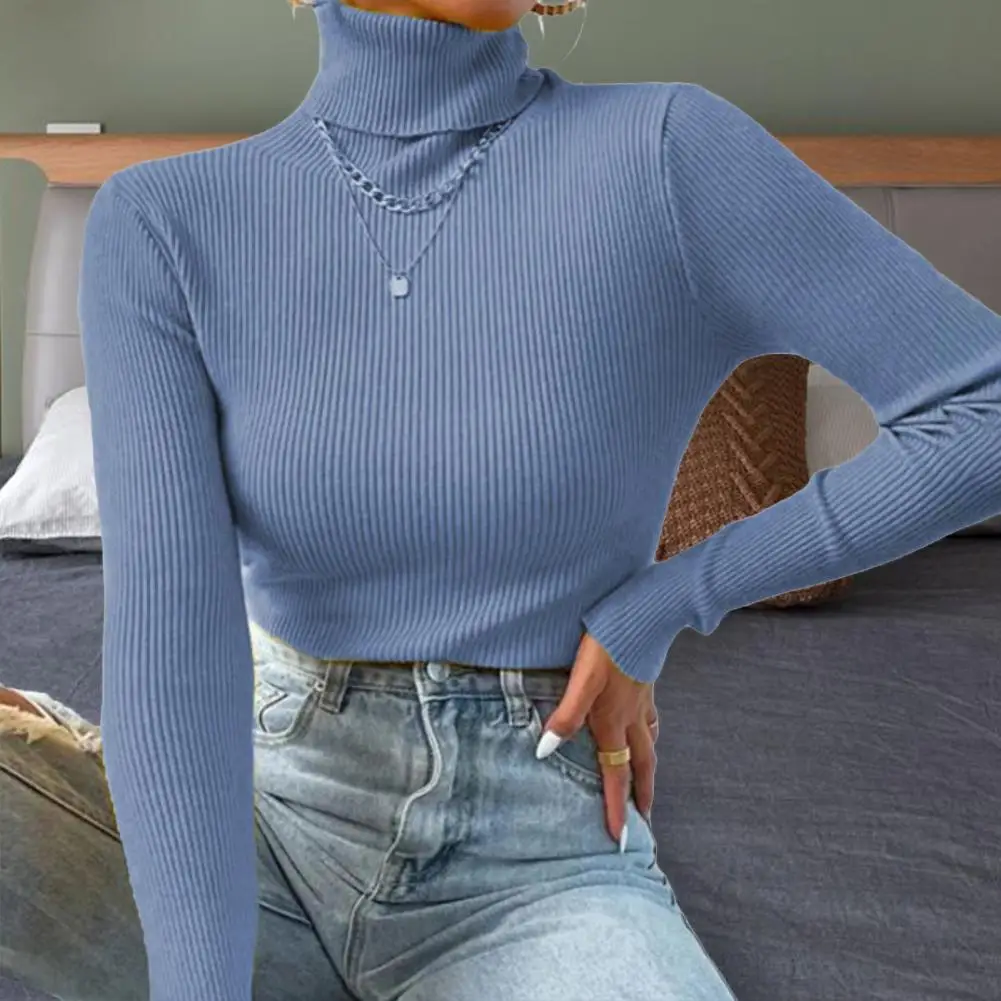 Top Trends: New 2023 Autumn Winter Women Long Sleeve Knit Turtleneck Pulls Sweater Casual Rib Jumper Tops Female Home Pullover Clothes Shoppable Styles - Image 2