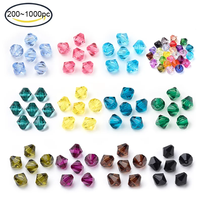 Top Trends: 200~1000PCS Transparent Acrylic Beads Bicone Mixed Color 6x5.5mm Hole: 2mm / 4x4mm Hole: 1.5mm Shoppable Styles