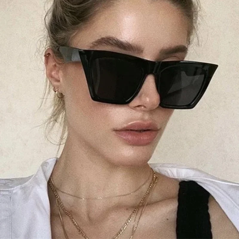 Top Trends: Women New Cat Eye Sunglasses Unisex Retro Square Frame Oversized Eyewear Glasses UV400 Shades Glasses Travel Eye Protection Shoppable Styles