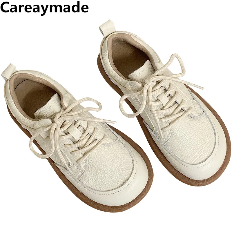 Top Trends: Careaymade-Genuine Leather Spring Single Shoe Soft Comfortable Flat Shoes Cow Leather Low-top Flats Shoes, vintage Women&#039;s Shoes Shoppable Styles