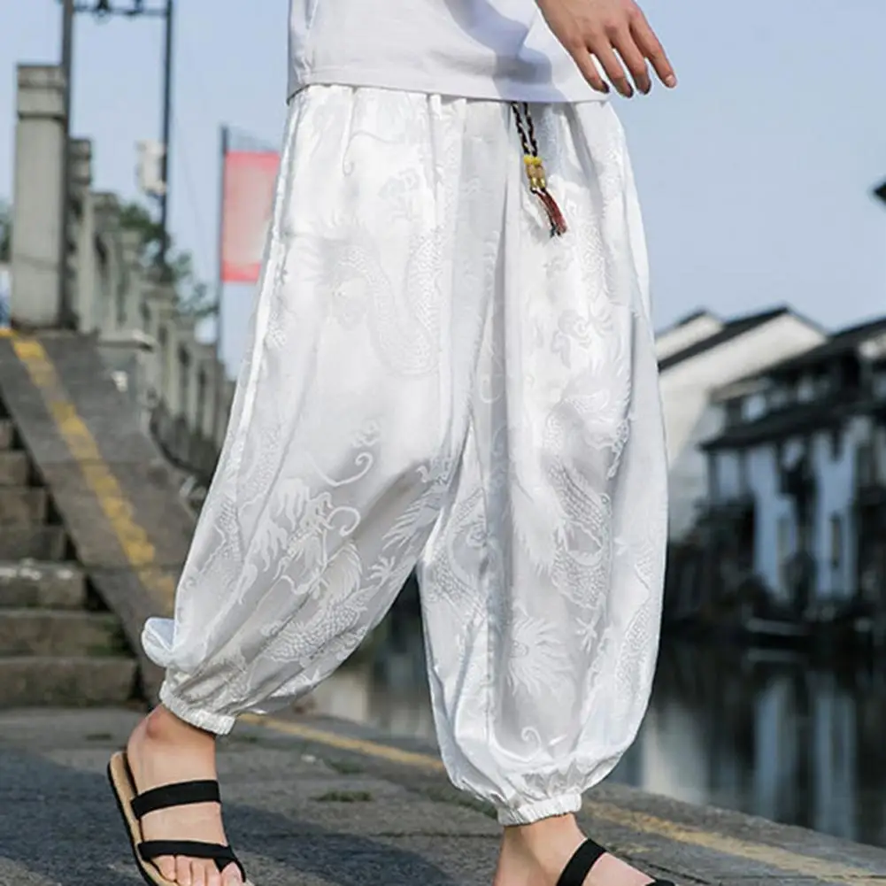 Top Trends: Men Pants Lantern Pants Hippie Boho Baggy Dragon Print Loose Ankle-banded Soft Breathable Harem Pants Long Yoga Pants Shoppable Styles