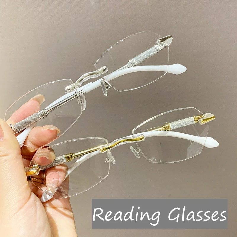 Top Trends: Women's Trendy Rimless Reading Glasses Unisex HD Lens Diamond Cut Presbyopia Eyeglasses Finished Far Sight Eyewear + 1.0 To + 4.0 Shoppable Styles