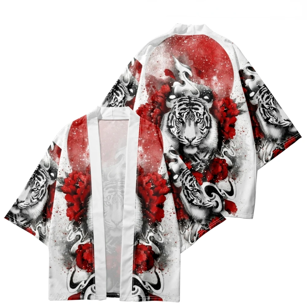 Top Trends: Tiger Print Beach Japanese Style Kimono Streetwear Men Women Cardigan Cosplay Haori Yukata Harajuku Tops Robe Japan Shoppable Styles