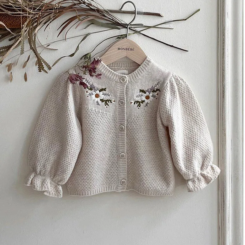 Top Trends: 2023 Autumn Winter Clothing Children Boy Casual Knitted Jacket Baby Knitting Cardigan Flower Sweater Kid Girl Cotton Tops Coat Shoppable Styles