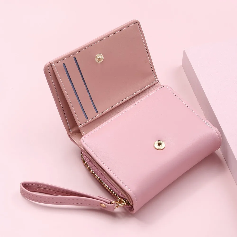 Top Trends: Women Wallet Trifold Card Case Pu Leather Multi Card Position Candy Color Short Fashion Embroidery Love Zipper Coin Purse Shoppable Styles - Image 2