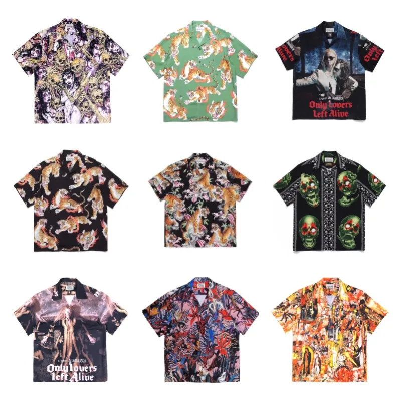 Top Trends: WACKO MARIA Shirts 23s Summer Print Head Tiger Skull Hawaiian Beach Vacation WACKO MARIA Short-Sleeved Shirts For Men And Women Shoppable Styles