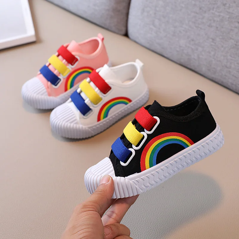 Top Trends: Child Boy Girl Canvas Hook Loop Flat Rainbow Shoes Spring Leisure Kids Non-slip Comfort Sneakers Shoe Toddlers Tennis Shoes Shoppable Styles