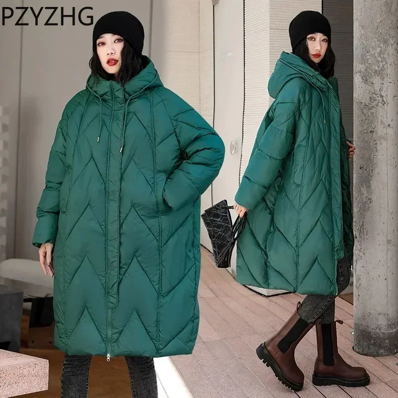 Top Trends: 2023 New Women Clothes Casual Hooded Warm Jacket Female Puffer Cotton Parka Outerwear Solid Color Long Straight Winter Coat Shoppable Styles