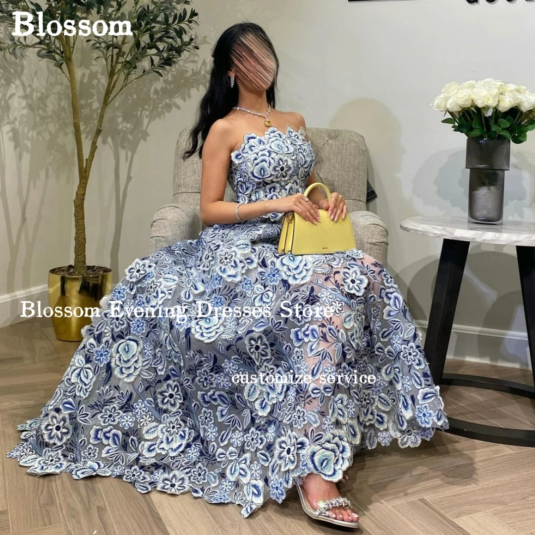 Top Trends: Strapless Floral Embroidery Evening Dresses For Prom 2024 New Design A-line Sleeveless Party Formal Dresses Vestidos De Fiesta Shoppable Styles