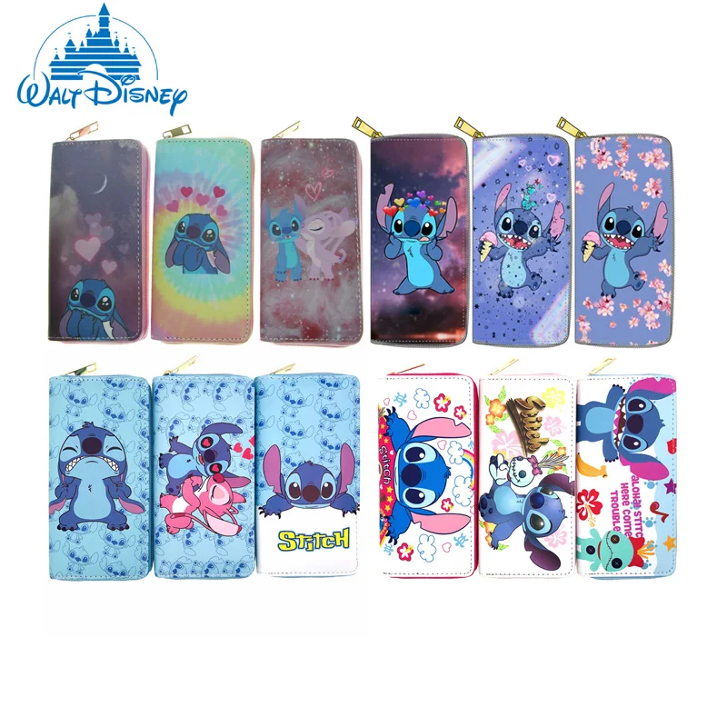 Top Trends: Disney Men's Wallet Stitch PU Long Print Wallet Women Anime Cartoons Zipper Wallet Fashion Kawaii Wallet Men High Capacity Purse Shoppable Styles