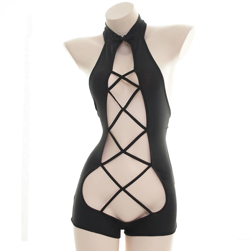 Top Trends: Anime Girl Cross Straps Hollow Halter Bodysuit Swimsuit Costume Women Swimwear Bodycon Uniform Temptation Lingerie Cosplay Shoppable Styles