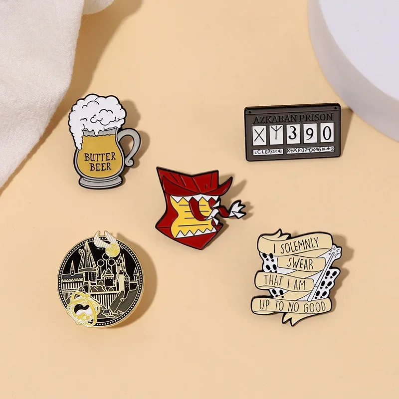 Top Trends: New Product Originality Metal School Knight Badge Magic Spell Enamel Pins Design Personality Cartoon Brooch Gift Letter Shoppable Styles