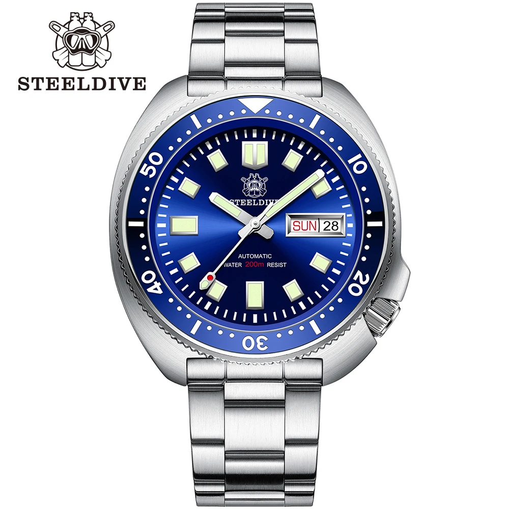 Top Trends: STEELDIVE SD1970W 44mm Steel Case Green Dial Ceramic Bezel 20ATM Waterproof Stainless Steel Turtle NH35 Automatic Dive Watch W Shoppable Styles