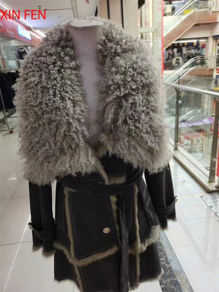 Top Trends: Sheepskin Coat For Women，Leather ，Winter 2023 Coat Fur For Rabbit Hair Lining Sheepskin Collar Luxurious Long Style Shoppable Styles